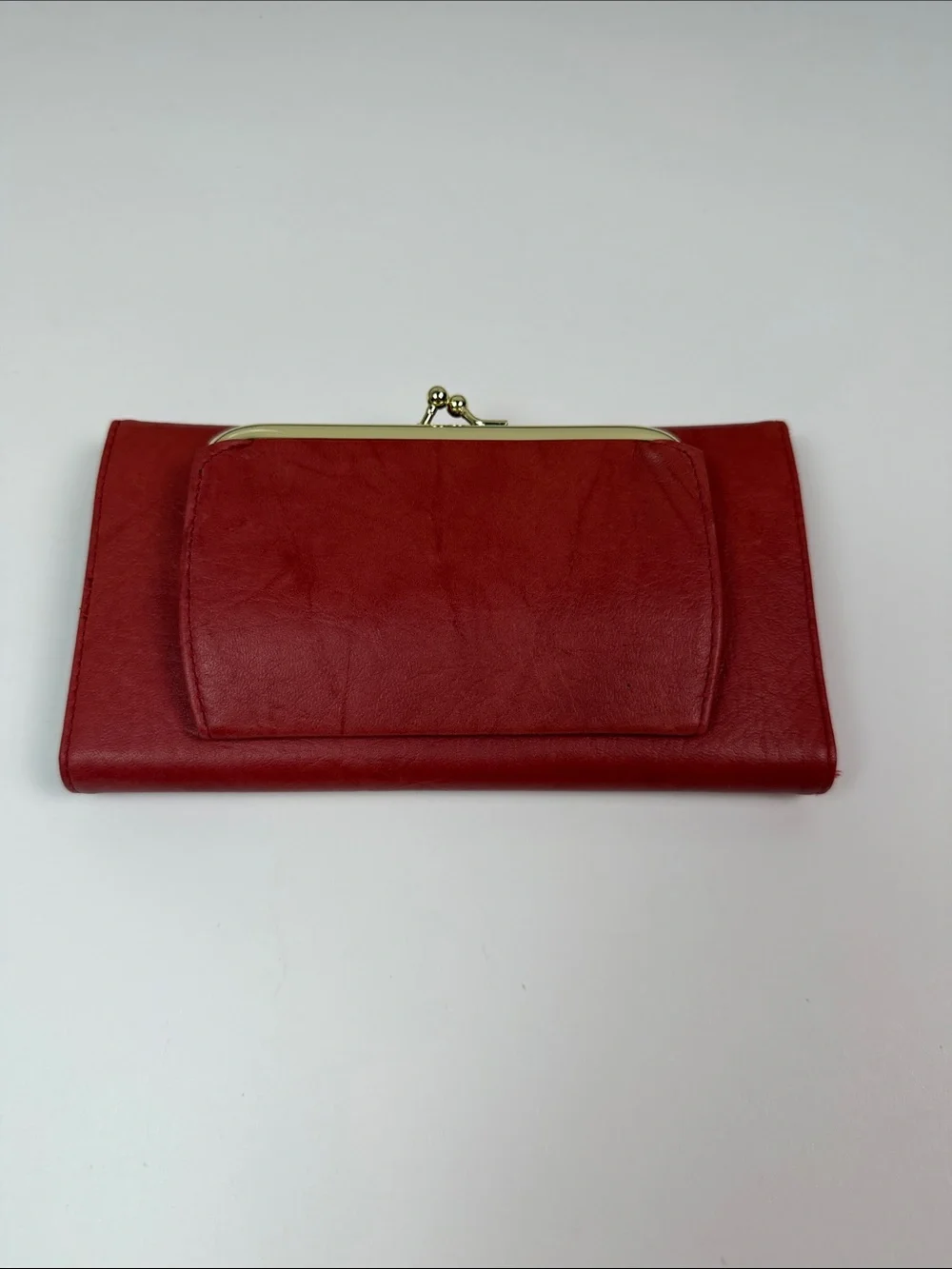 Buxton Genuine Leather Red Checkbook Wallet Vintage Womens Long Bifold Organizer